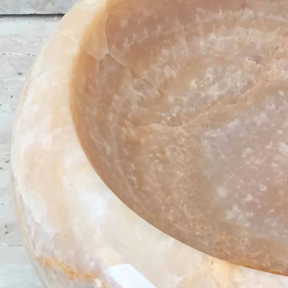Lavabo da appoggio pezzo unico in onice Arlie, fatto a mano Viadurini