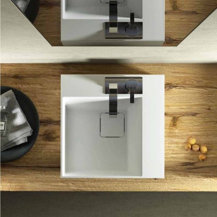 Lavabo da appoggio quadrato di moderno design fatto in Italia, Lavis Viadurini
