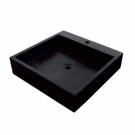 Lavabo da Appoggio Quadrato in Basalto Nero Ban Viadurini