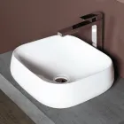Lavabo da Appoggio Quadrato in Ceramica Bianca dal Design Moderno - Papavero Viadurini