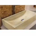 Lavabo da Appoggio Quadrato in Pietra Naturale Beige Giacarta Viadurini