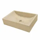 Lavabo da Appoggio Quadrato in Pietra Naturale Beige Giacarta Viadurini