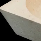 Lavabo da appoggio quadrato in pietra naturale Jiny bianco Viadurini