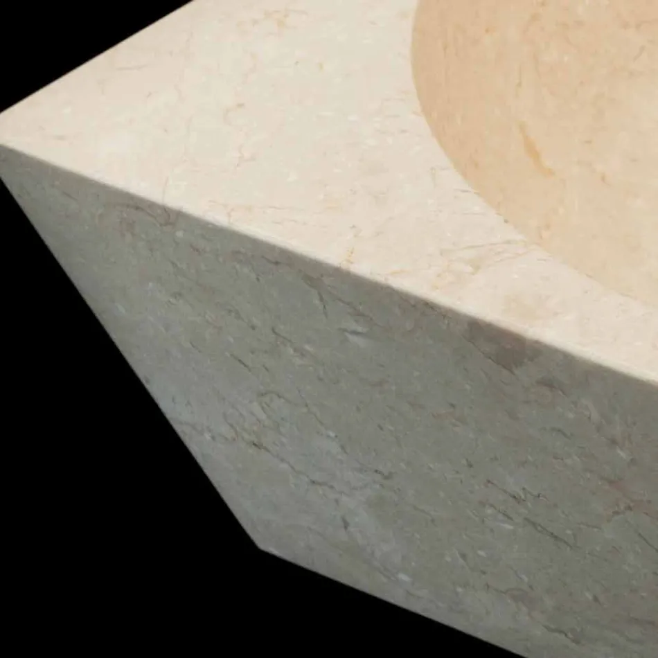 Lavabo da appoggio quadrato in pietra naturale Jiny bianco Viadurini