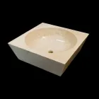 Lavabo da appoggio quadrato in pietra naturale Jiny bianco Viadurini