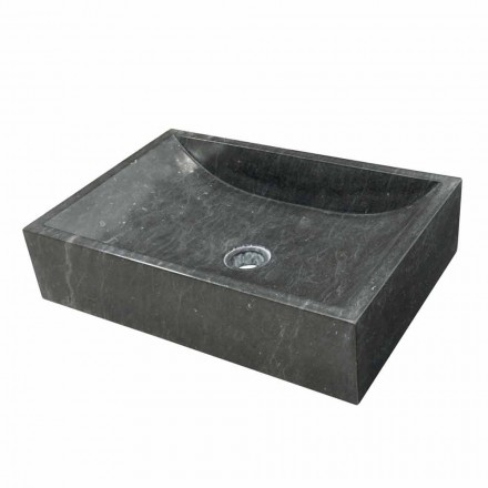 Lavabo da Appoggio Quadrato in Pietra Naturale Nero Giacarta Viadurini