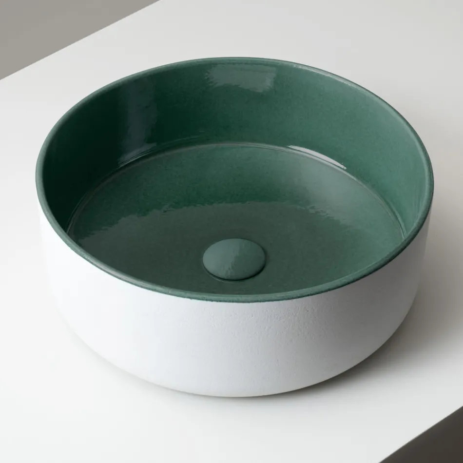 Lavabo da Appoggio Realizzato in Terra Naturale di Diverse Finiture - Balance Viadurini