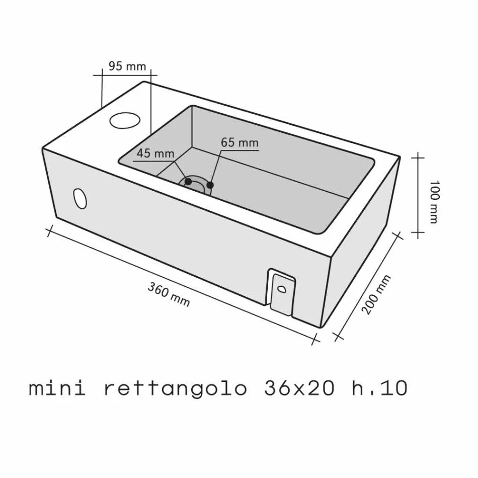 Lavabo da Appoggio Rettangolare in Basalto Nero Beli Viadurini
