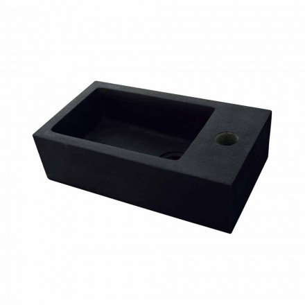 Lavabo da Appoggio Rettangolare in Basalto Nero Beli Viadurini