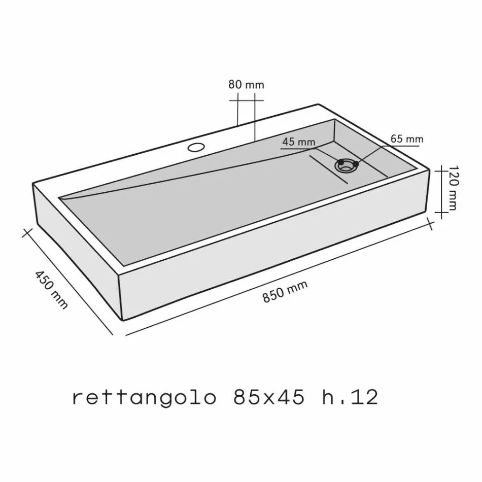 Lavabo da Appoggio Rettangolare in Basalto Nero Chao Viadurini