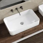 Lavabo da Appoggio Rettangolare in Ceramica dal Design Moderno - Aster Viadurini