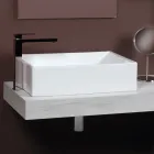 Lavabo da Appoggio Rettangolare in Ceramica dal Design Moderno - Papavero Viadurini