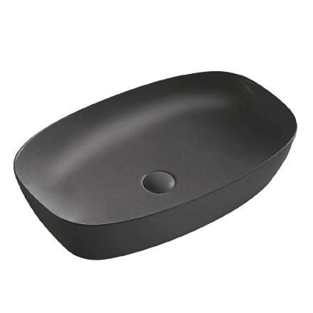 Lavabo da Appoggio Rettangolare in Ceramica Opaca Bianca e Nera - Aster Viadurini