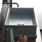 Lavabo da Appoggio Rettangolare in Ceramica Opaca Made in Italy - Debora Viadurini