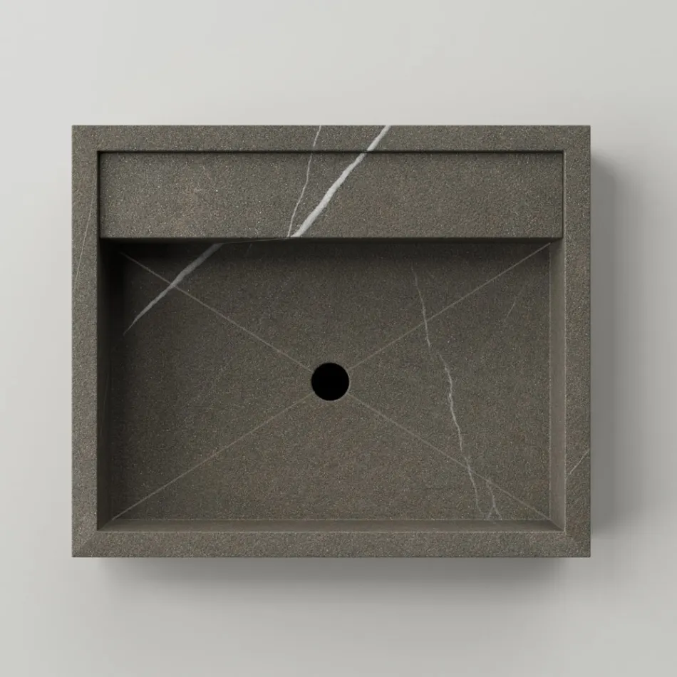 Lavabo da Appoggio Rettangolare in Gres Porcellanato Made in Italy - Cervia Viadurini