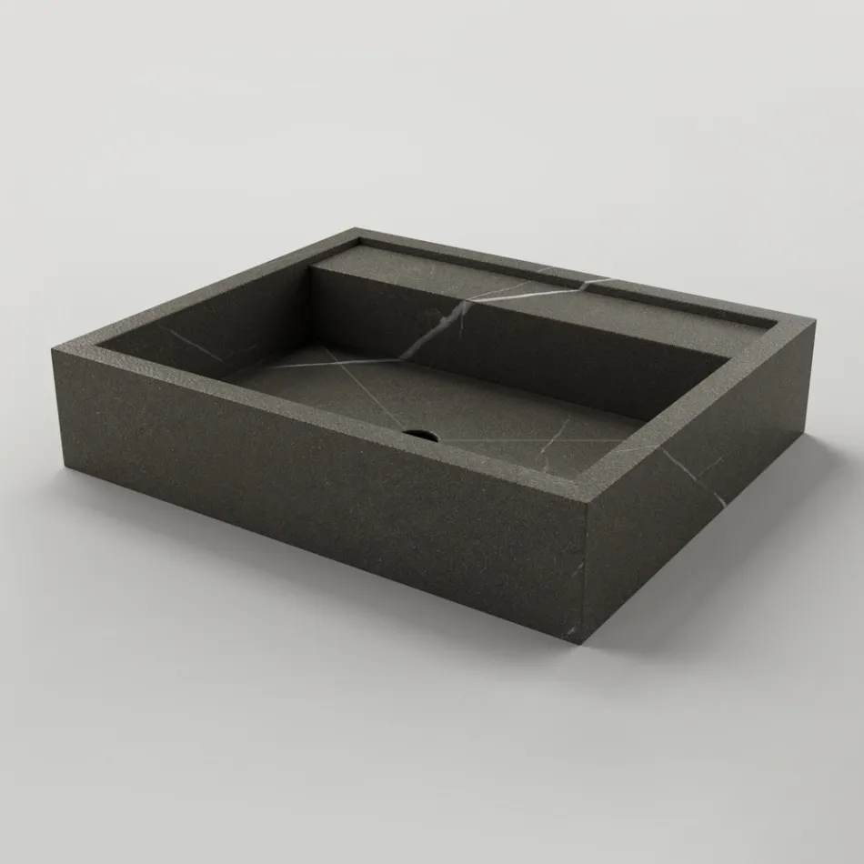 Lavabo da Appoggio Rettangolare in Gres Porcellanato Made in Italy - Cervia Viadurini
