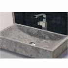 Lavabo da Appoggio Rettangolare in Pietra Naturale Grigio Satun Viadurini