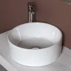 Lavabo da Appoggio Rotondo in Ceramica Bianca e Design Moderno- Papavero Viadurini