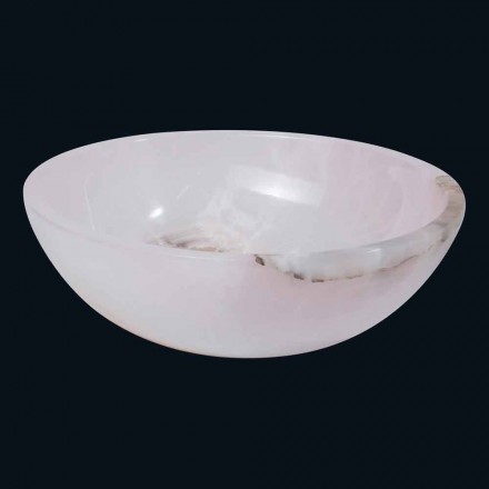 Lavabo da appoggio rotondo in onice rosa Atreo, pezzo unico Viadurini