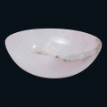 Lavabo da appoggio rotondo in onice rosa Atreo, pezzo unico