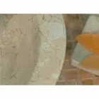 Lavabo da Appoggio Rotondo in Pietra Naturale Beige Esterno Grezzo Pai Viadurini