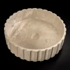 Lavabo da Appoggio Rotondo Realizzato in Marmo Travertino - Cattleya  Viadurini