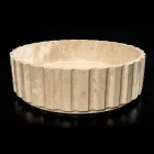 Lavabo da Appoggio Rotondo Realizzato in Marmo Travertino - Cattleya  Viadurini