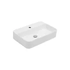 Lavabo da Appoggio Squadrato in Ceramica Bianca e Foro Rubinetteria - Aster Viadurini