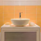 Lavabo da Appoggio Tondo Beige con Esterno Levigato Nusa Viadurini