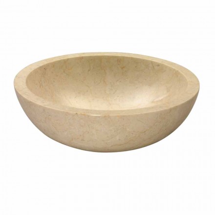 Lavabo da Appoggio Tondo Beige con Esterno Levigato Nusa Viadurini