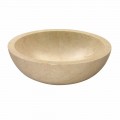 Lavabo da appoggio tondo beige con esterno levigato Nusa