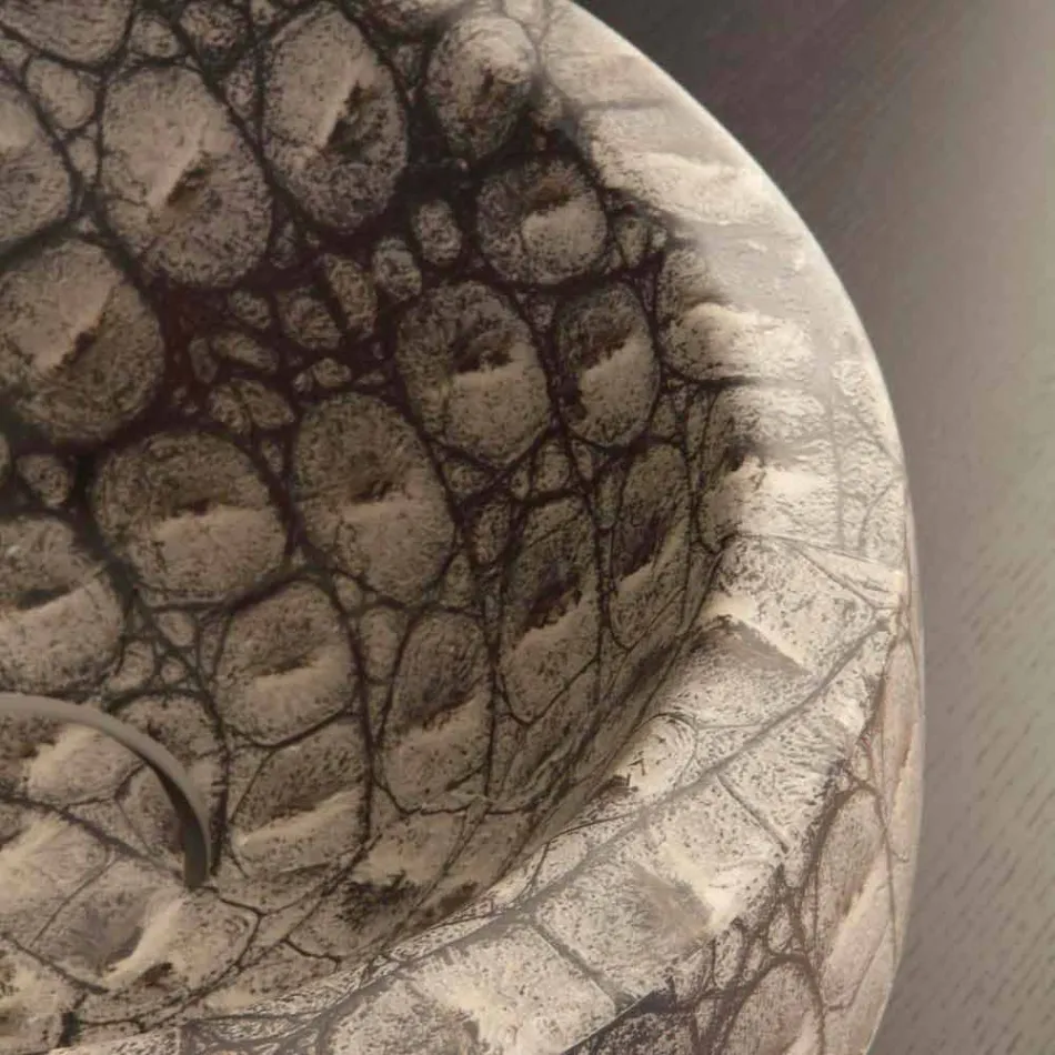 Lavabo da appoggio tondo ceramica caimano di design made Italy Elisa Viadurini