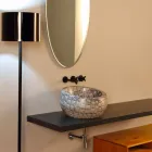 Lavabo da appoggio tondo ceramica caimano di design made Italy Elisa Viadurini