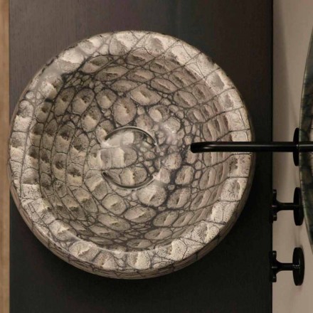 Lavabo da appoggio tondo ceramica caimano di design made Italy Elisa Viadurini
