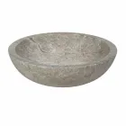 Lavabo da Appoggio Tondo Grigio con Esterno Levigato Nusa Viadurini