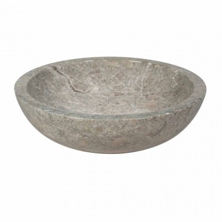 Lavabo da Appoggio Tondo Grigio con Esterno Levigato Nusa Viadurini