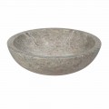 Lavabo da appoggio tondo grigio con esterno levigato Nusa