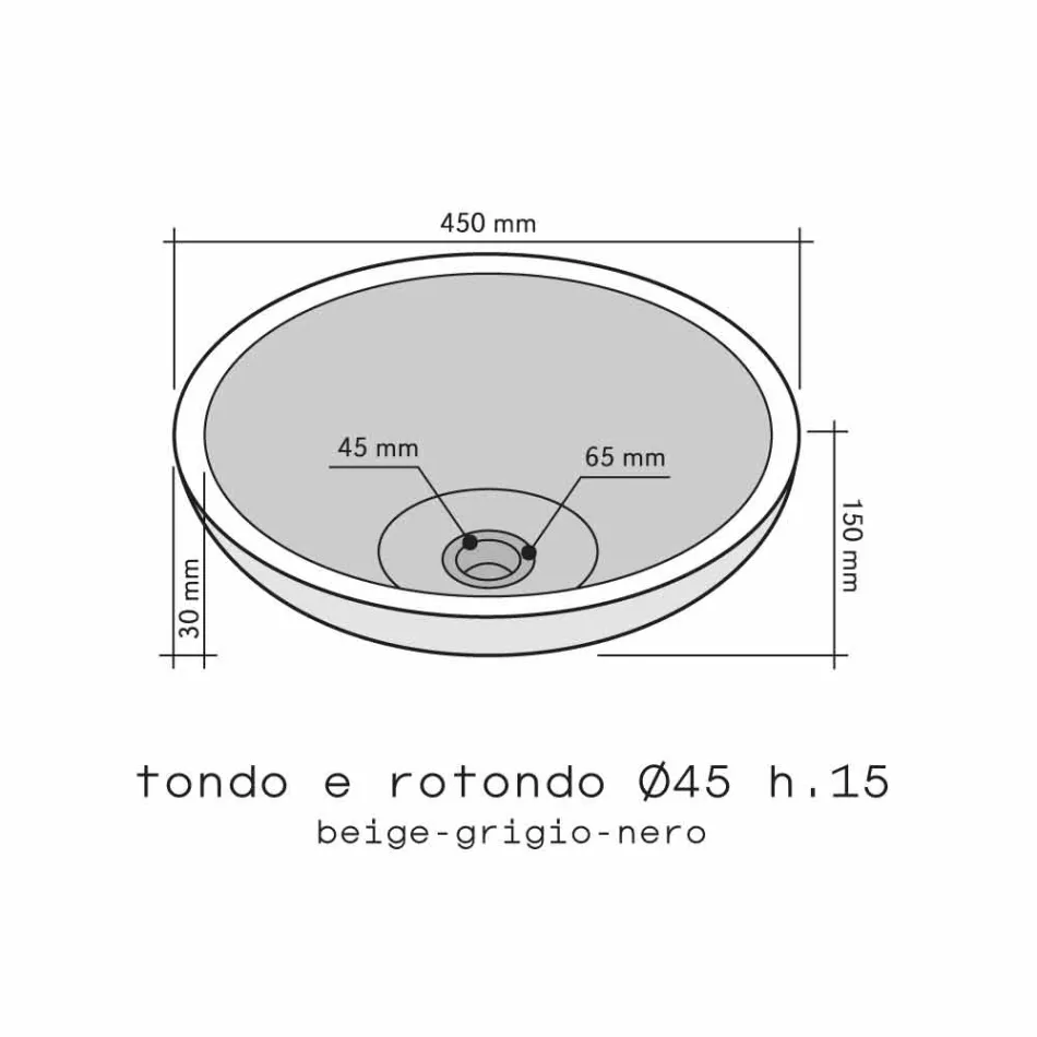 Lavabo da Appoggio Tondo in Antracite Moyo Viadurini