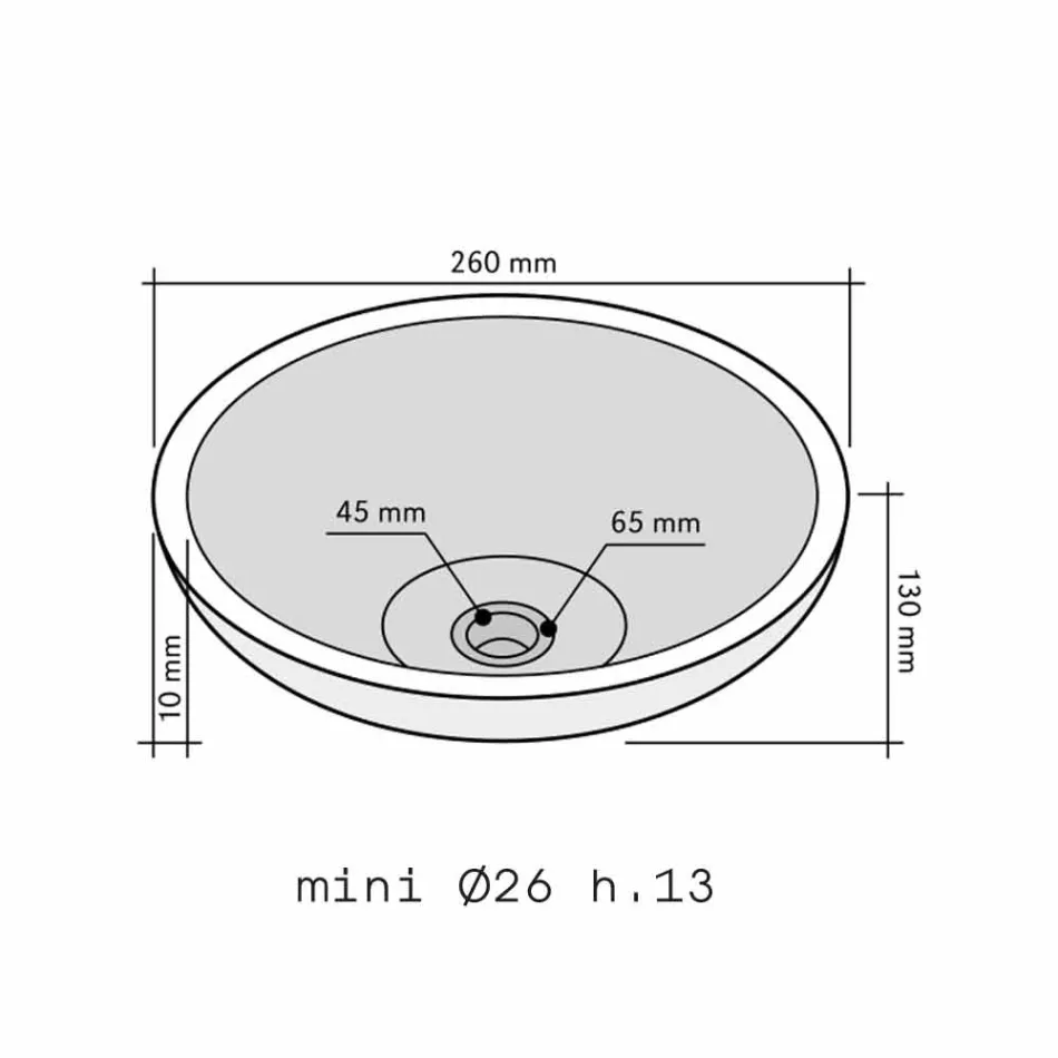 Lavabo da appoggio tondo in basalto nero Kali Viadurini