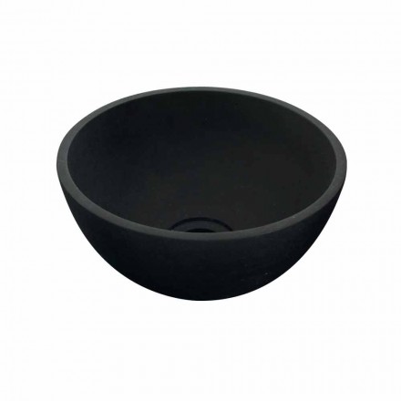 Lavabo da Appoggio Tondo in Basalto Nero Kali Viadurini