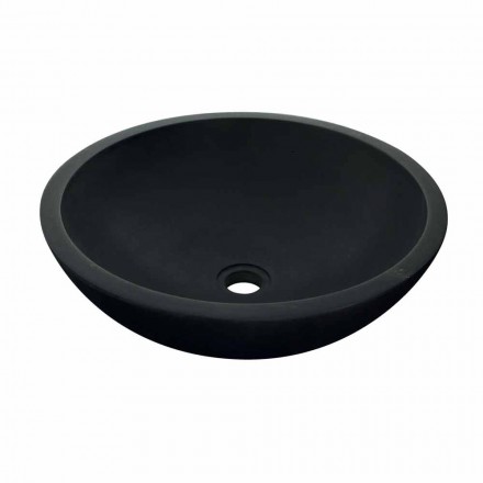 Lavabo da Appoggio Tondo in Basalto Nero Moyo Viadurini