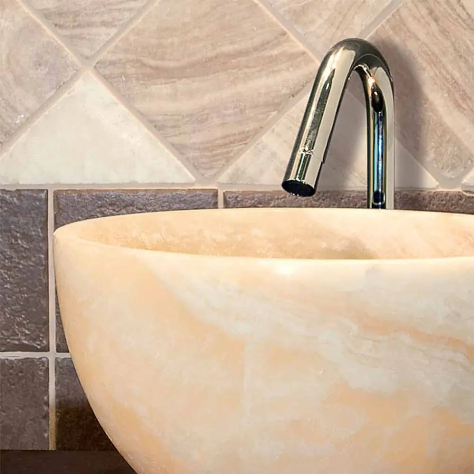 Lavabo da Appoggio Tondo in Onice Sula Viadurini