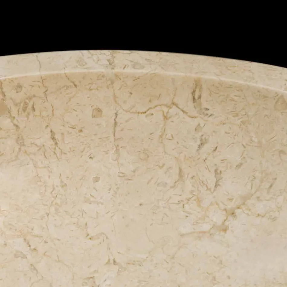 Lavabo da appoggio tondo in pietra naturale Job bianco Viadurini