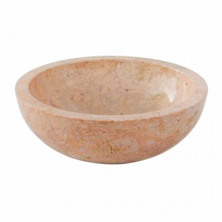 Lavabo da appoggio tondo in pietra naturale Job rosso Viadurini