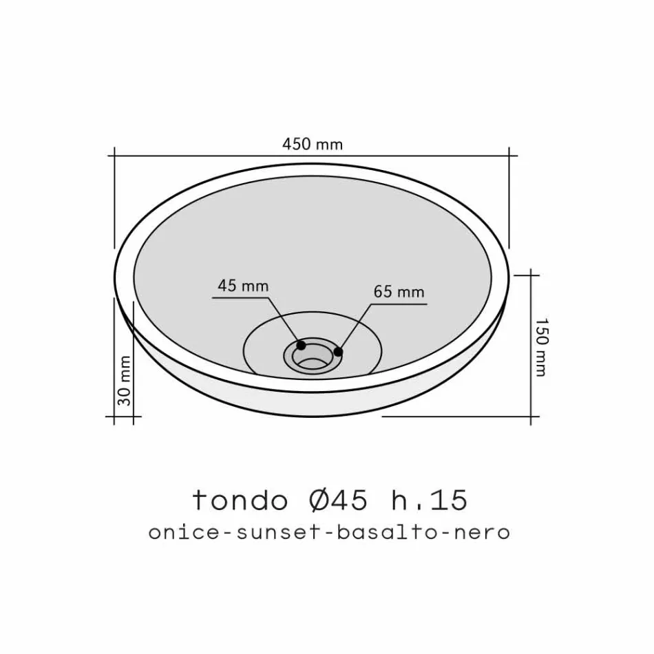 Lavabo da appoggio tondo in pietra naturale Kari Viadurini