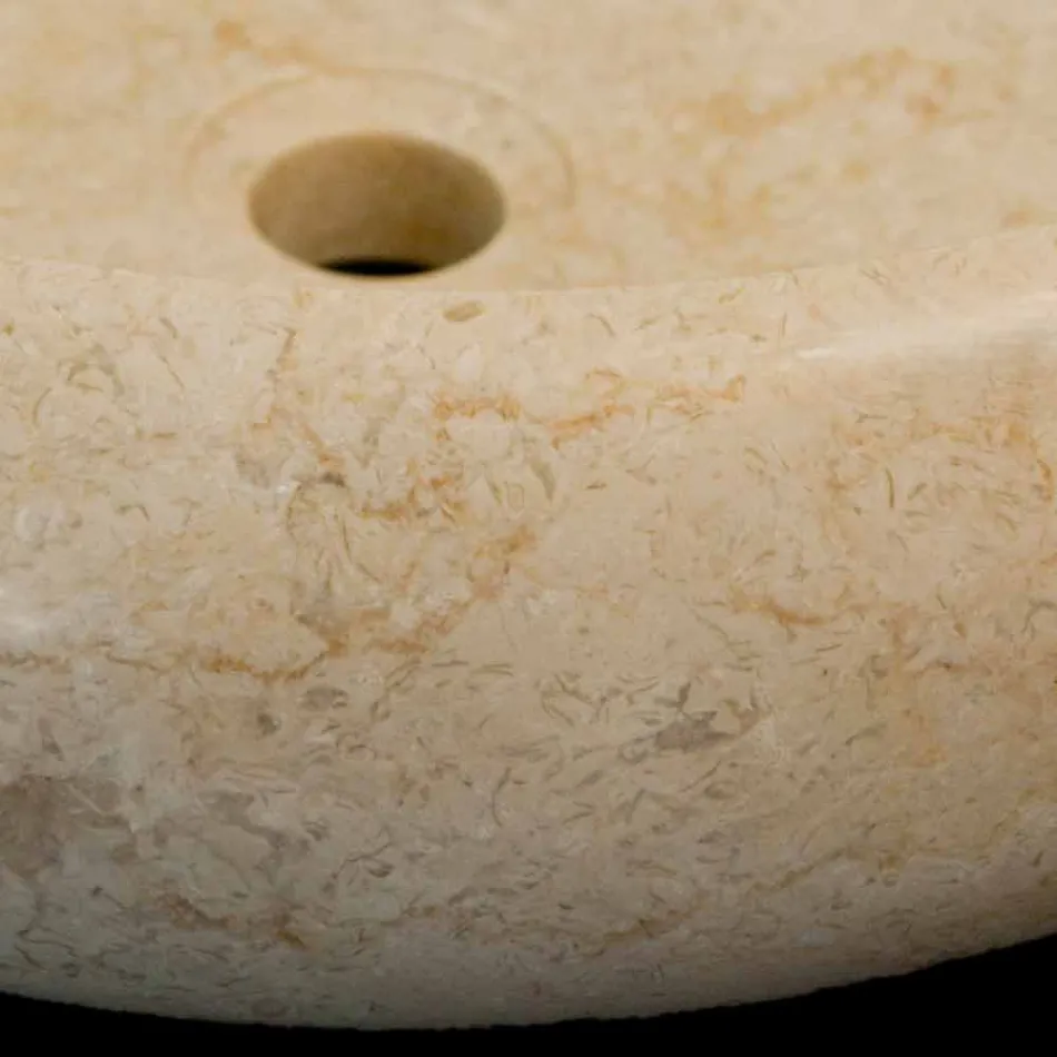 Lavabo da appoggio tondo in pietra naturale Layla bianco Viadurini
