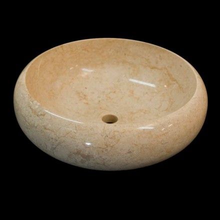 Lavabo da appoggio tondo in pietra naturale Layla bianco Viadurini