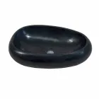 Lavabo da Appoggio Tondo in Pietra Naturale Nero Waka Viadurini