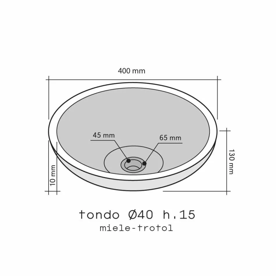 Lavabo da Appoggio Tondo Miele con Esterno Levigato Nusa Viadurini