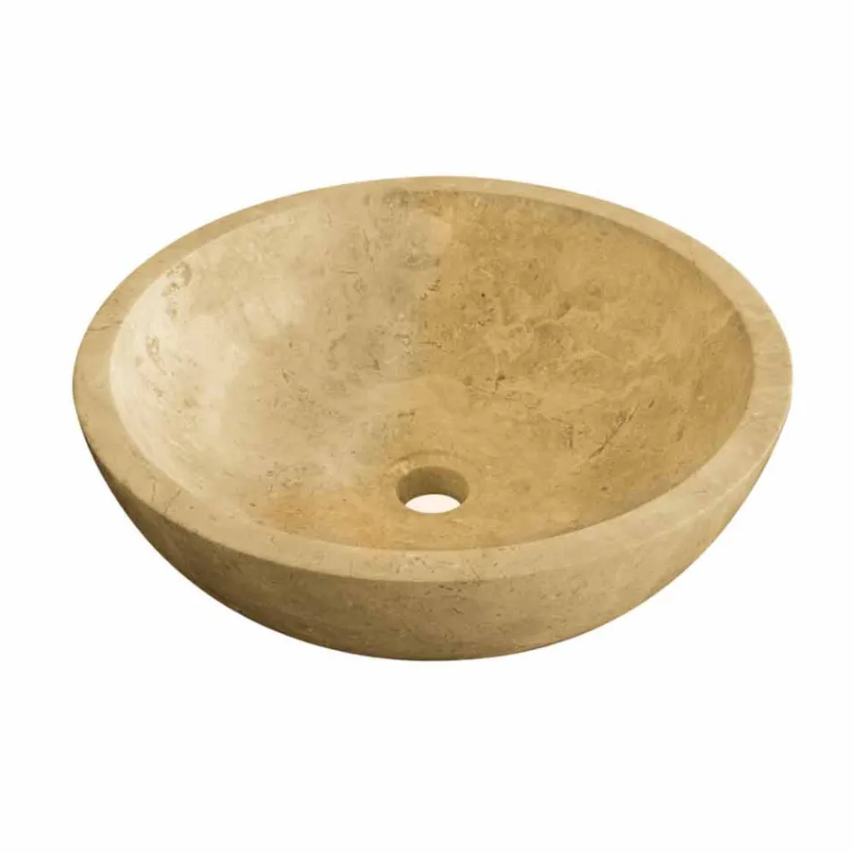 Lavabo da Appoggio Tondo Miele con Esterno Levigato Nusa Viadurini